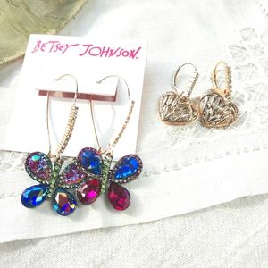 Betsey Johnson Crystal Butterfly Earrings plus